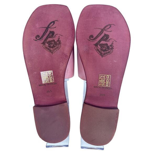 Free People Verona Slide Sandal Square Toe Leather Minimalist Watermelon Sz 39.5 - Picture 9 of 11